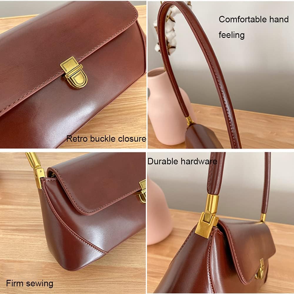 Small Clutch Shoulder Bag for Women Leather Mini Tote Handbag Purse with Buckle Closure - Image 5