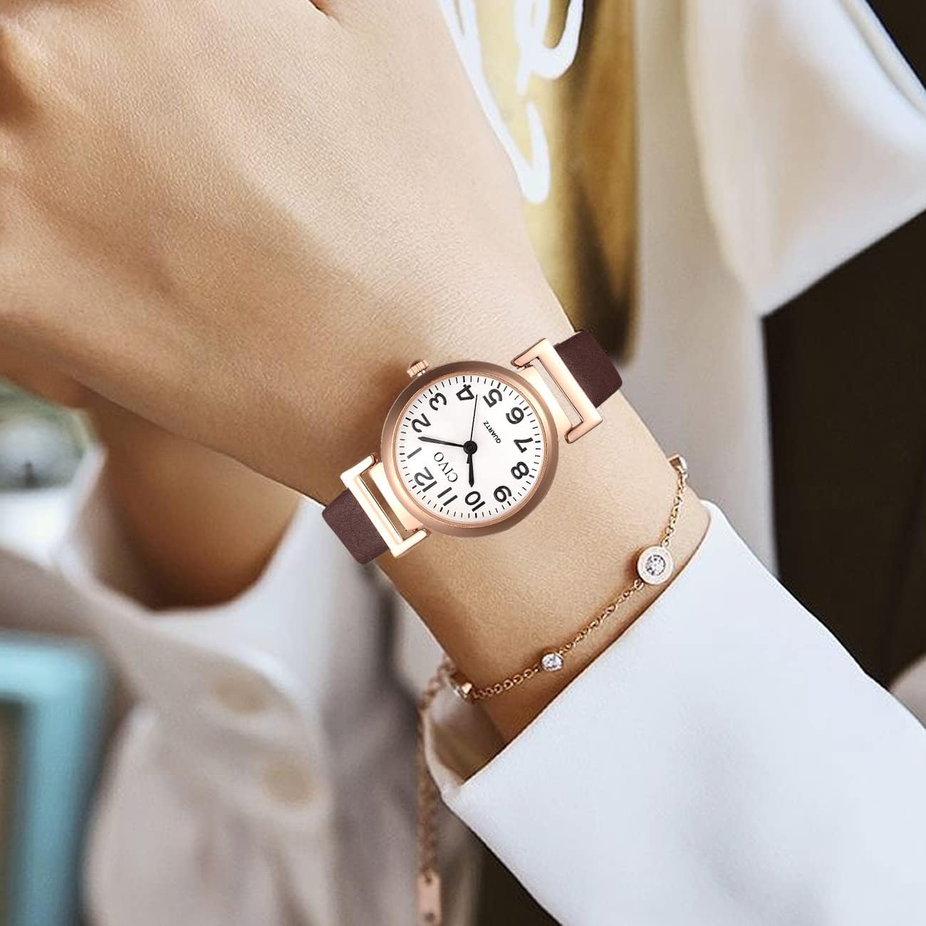 CIVO Womens Watch Small Waterproof Analog Quartz Leather Strap Wrist Watch Fashion Simple Elegant Ladies Dress Watches for Women - Image 3