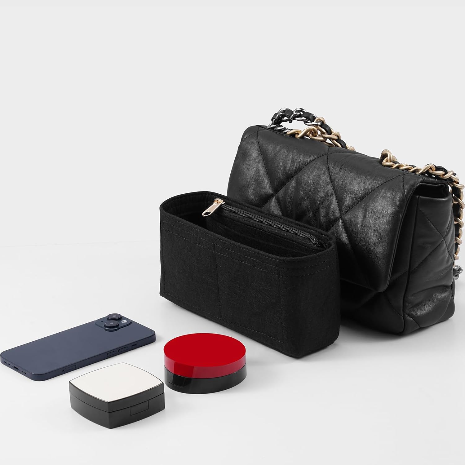 LOUKAYCCI Purse Organizer Insert for CHANEL 19 Flap Bag Organizer Insert Handbag (Black, Small) - Image 7