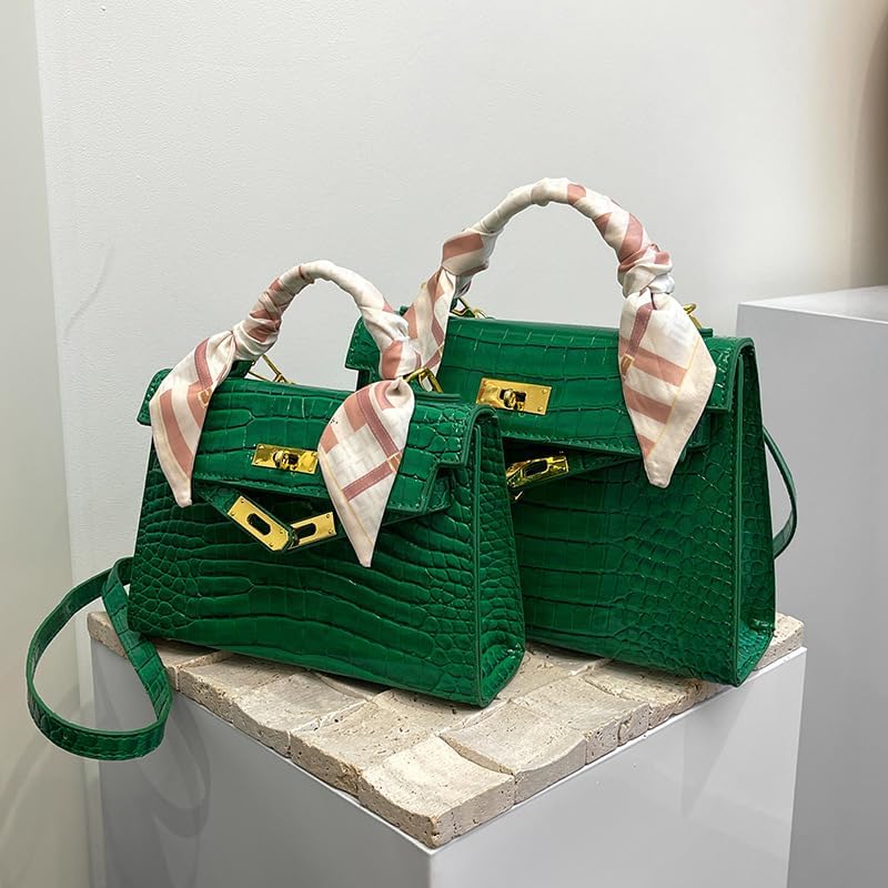 PRHAPER Portable Kelly Bag High-grade Texture Crocodile Ribbon Platinum Bag Elegant Shoulder Crossbody Bag - Image 7