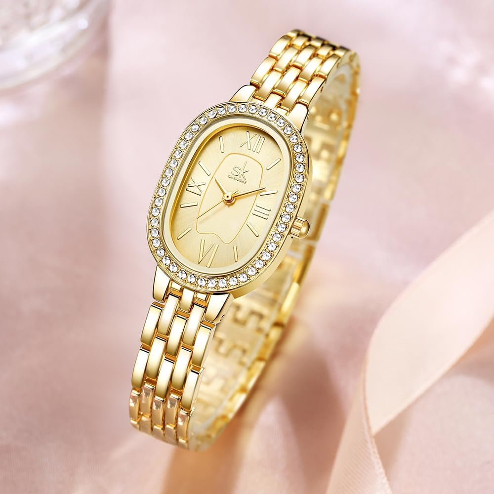 SK Women’s Oval-Shaped Crystal-Accented Solid Alloy Steel Bracelet Watch - Image 7