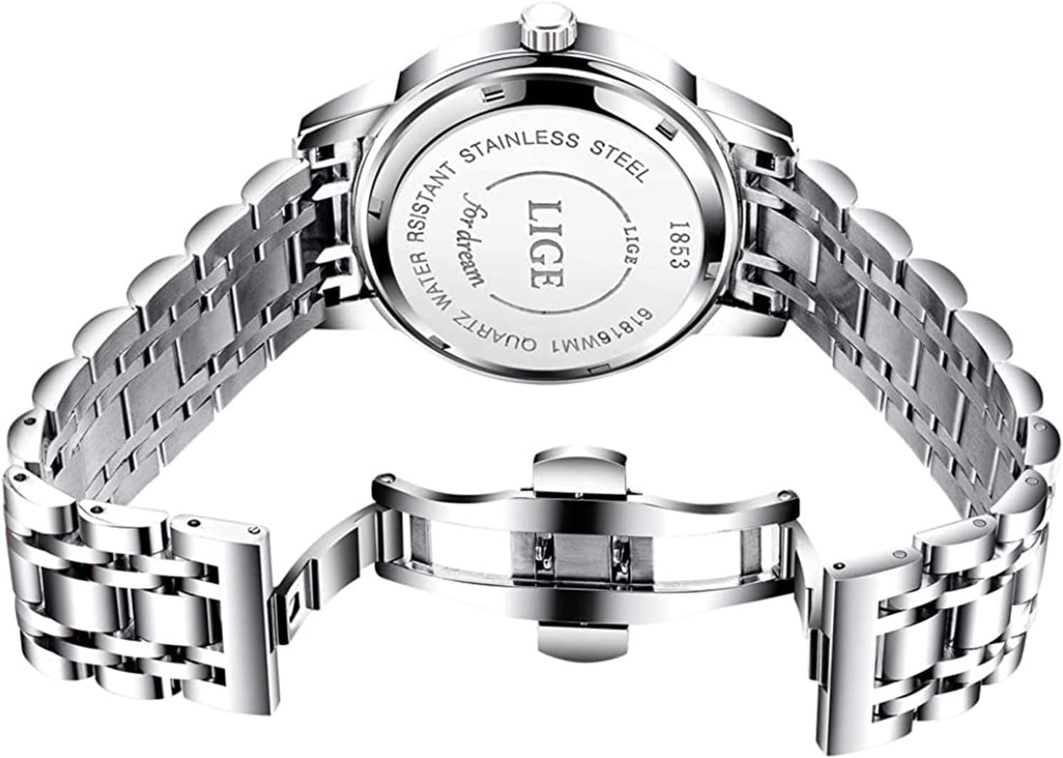 LIGE Mens Watches Waterproof Chronograph Stainless Steel Analog Quartz Watch Men Fashion Business Dress Wrist Watch - Image 4