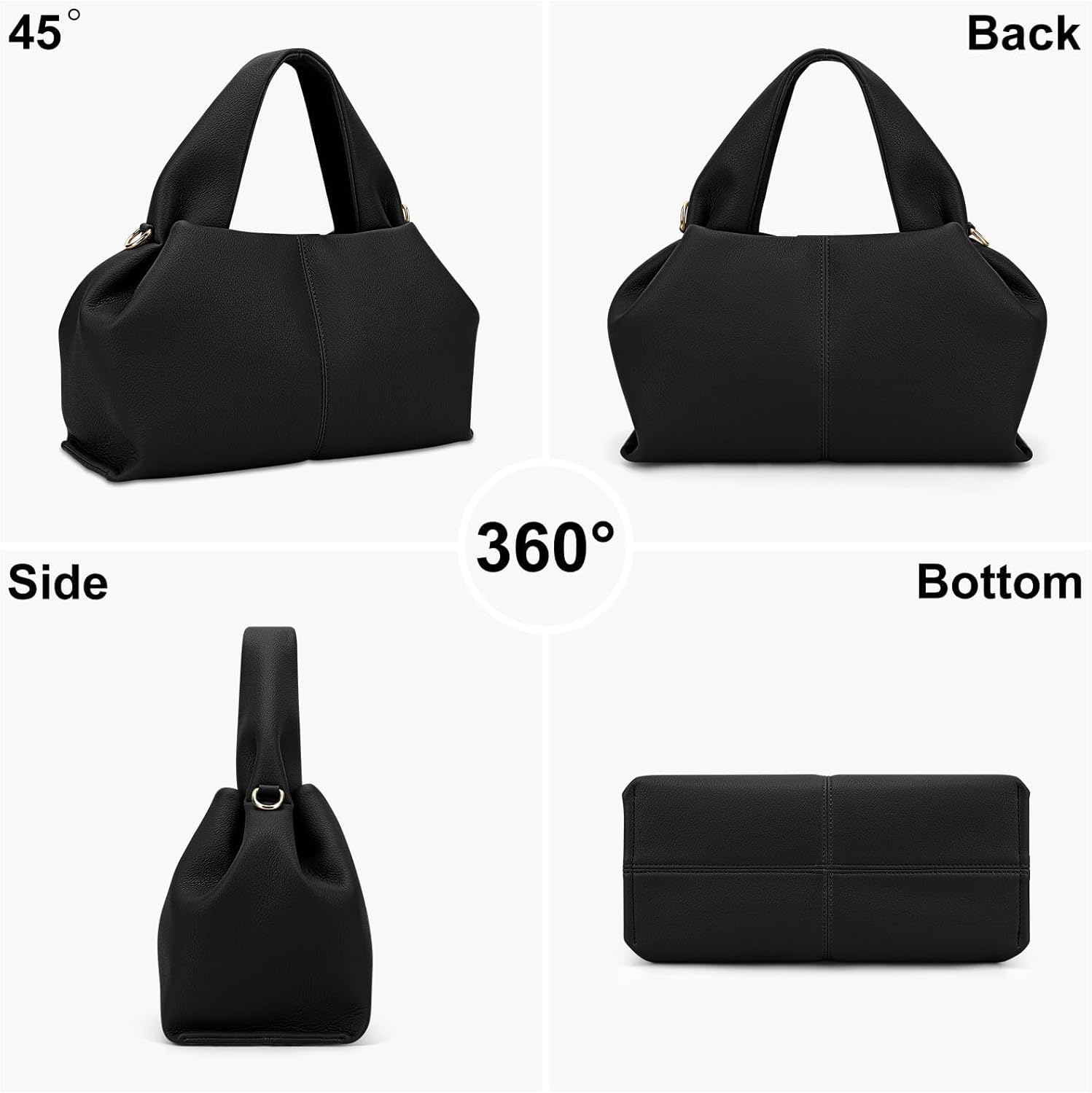 VOSTEVAS Crossbody Bag for Women Leather Tote Shoulder Bag Vintage Hobo Purse Cloud Pouch Bag With Removable Strap - Image 5