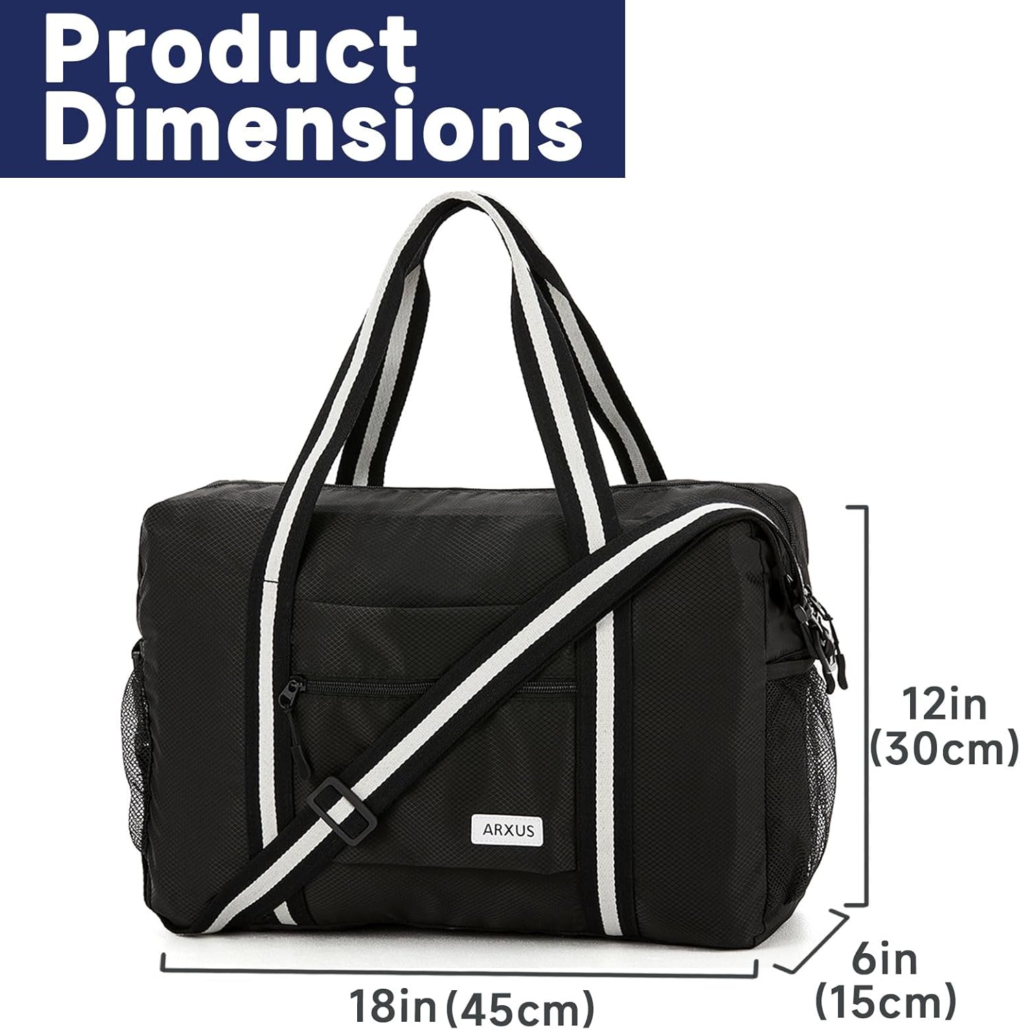 Arxus Travel Lightweight Waterproof Foldable Storage Carry Luggage Duffle Tote Bag - Image 3