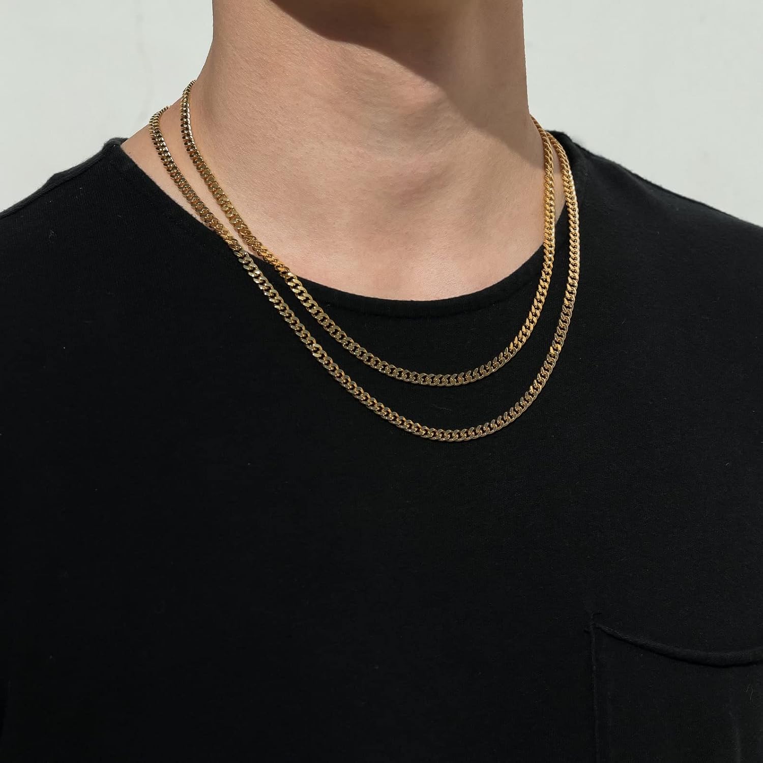 VEXXS Men's Gold Chain, 18K Real Gold Plated Miami Cuban Link Chain, Durable No Color Fading 3mm 4mm 6mm Men’s Necklace Chain Urban Fashion Street Wear - Image 3