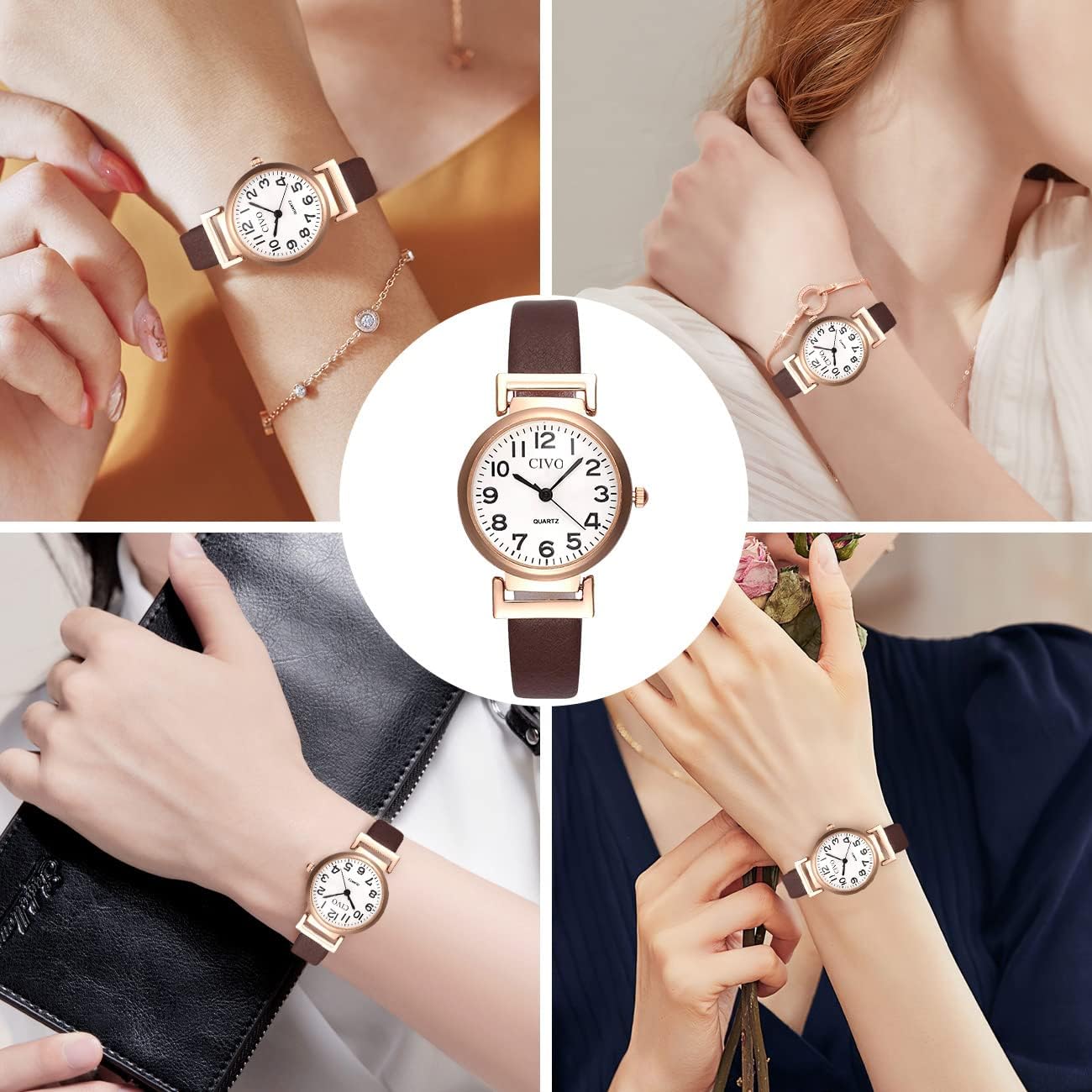 CIVO Womens Watch Small Waterproof Analog Quartz Leather Strap Wrist Watch Fashion Simple Elegant Ladies Dress Watches for Women - Image 6