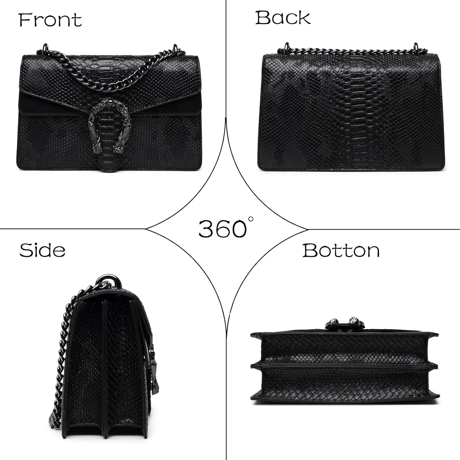 MYHOZEE Crossbody Bags for Women - Snake Printed Clutch Purses Leather Chain Shoulder Bags Evening Handbags - Image 6