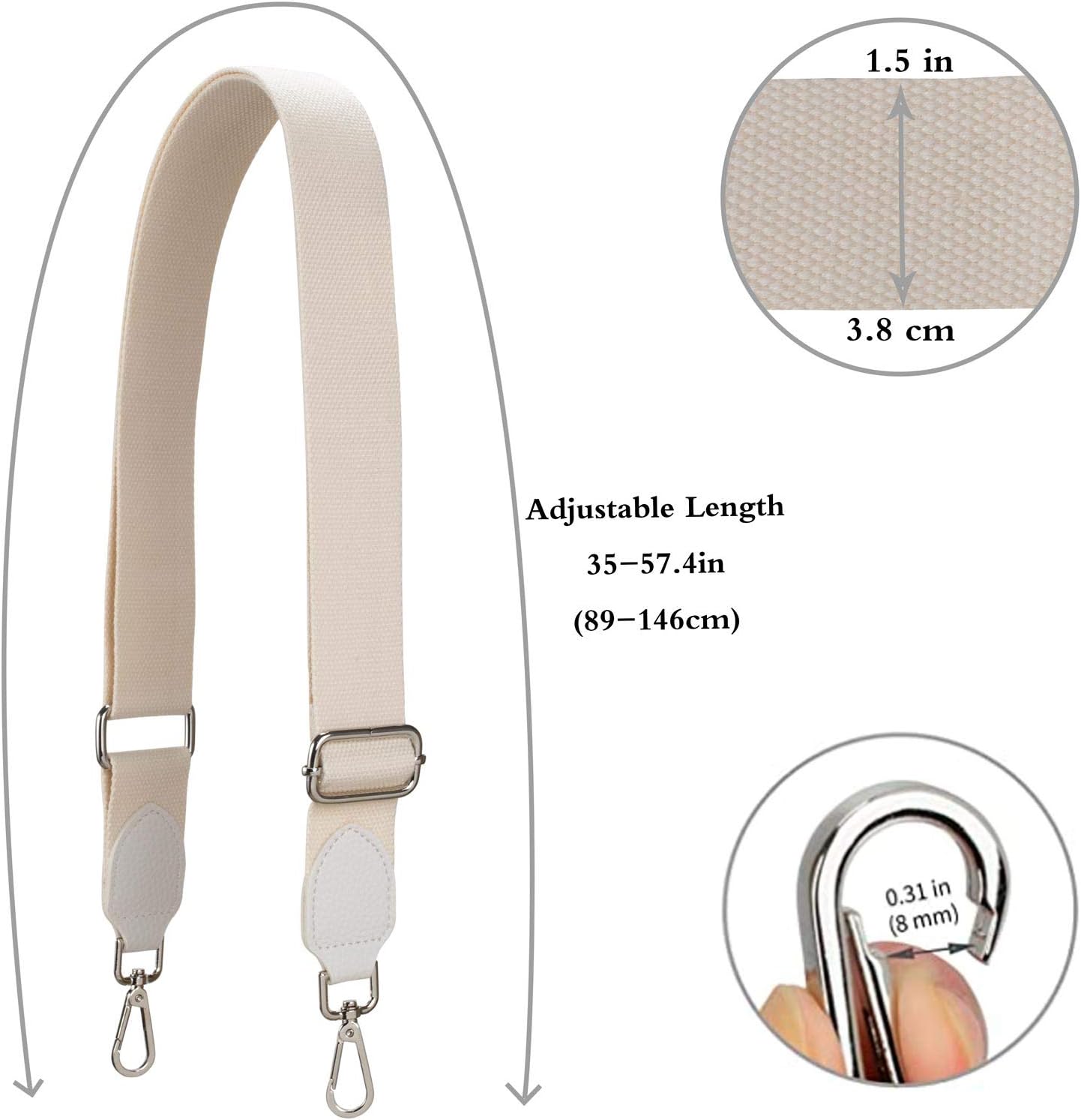 Allzedream Purse Straps Replacement Crossbody Bags Handbag Wide Canvas Leather Adjustable - Image 5