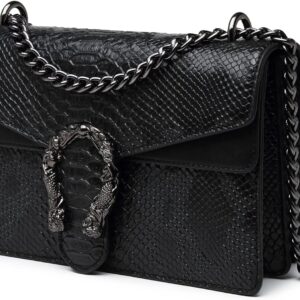 MYHOZEE Crossbody Bags for Women – Snake Printed Clutch Purses Leather Chain Shoulder Bags Evening Handbags