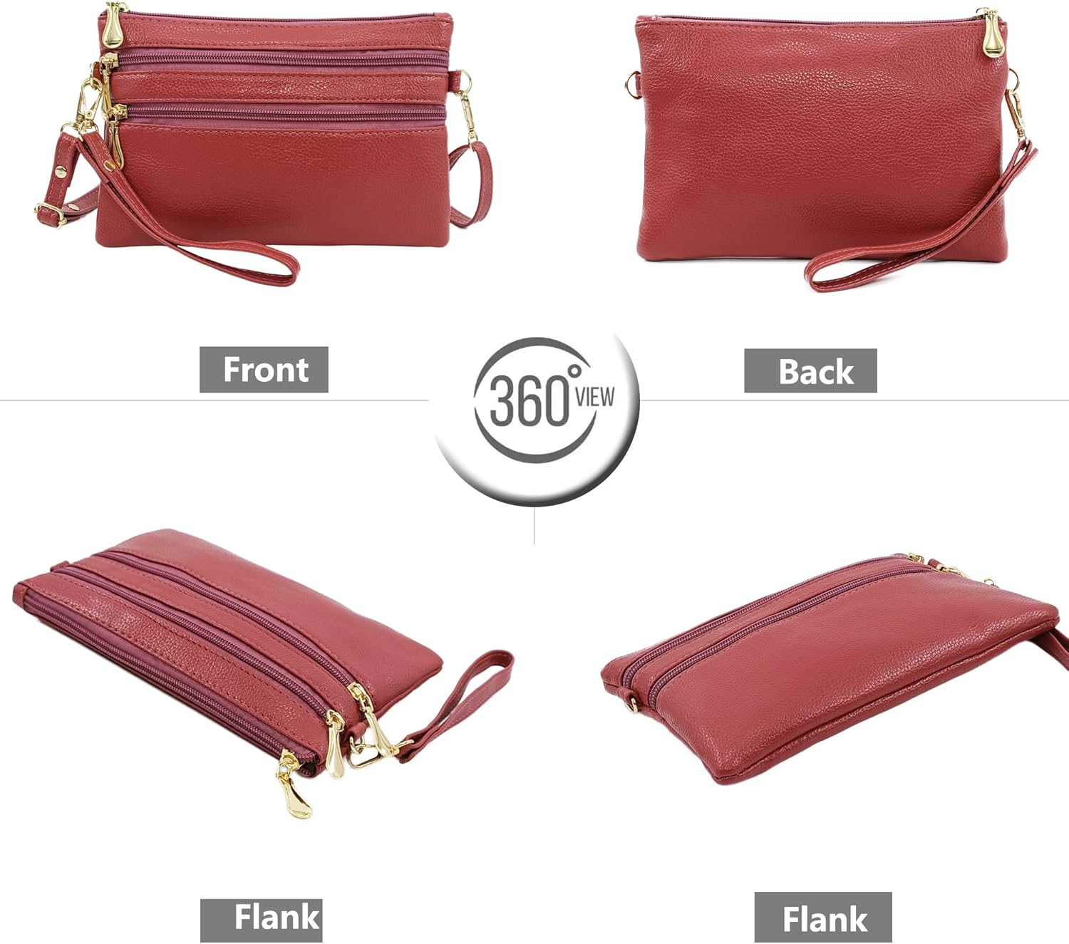 PORT&LOTUS Trip Zip Small Shoulder Bag Crossbody Wristlet Handbags for Women,Wrist and Shoulder Strap - Image 2