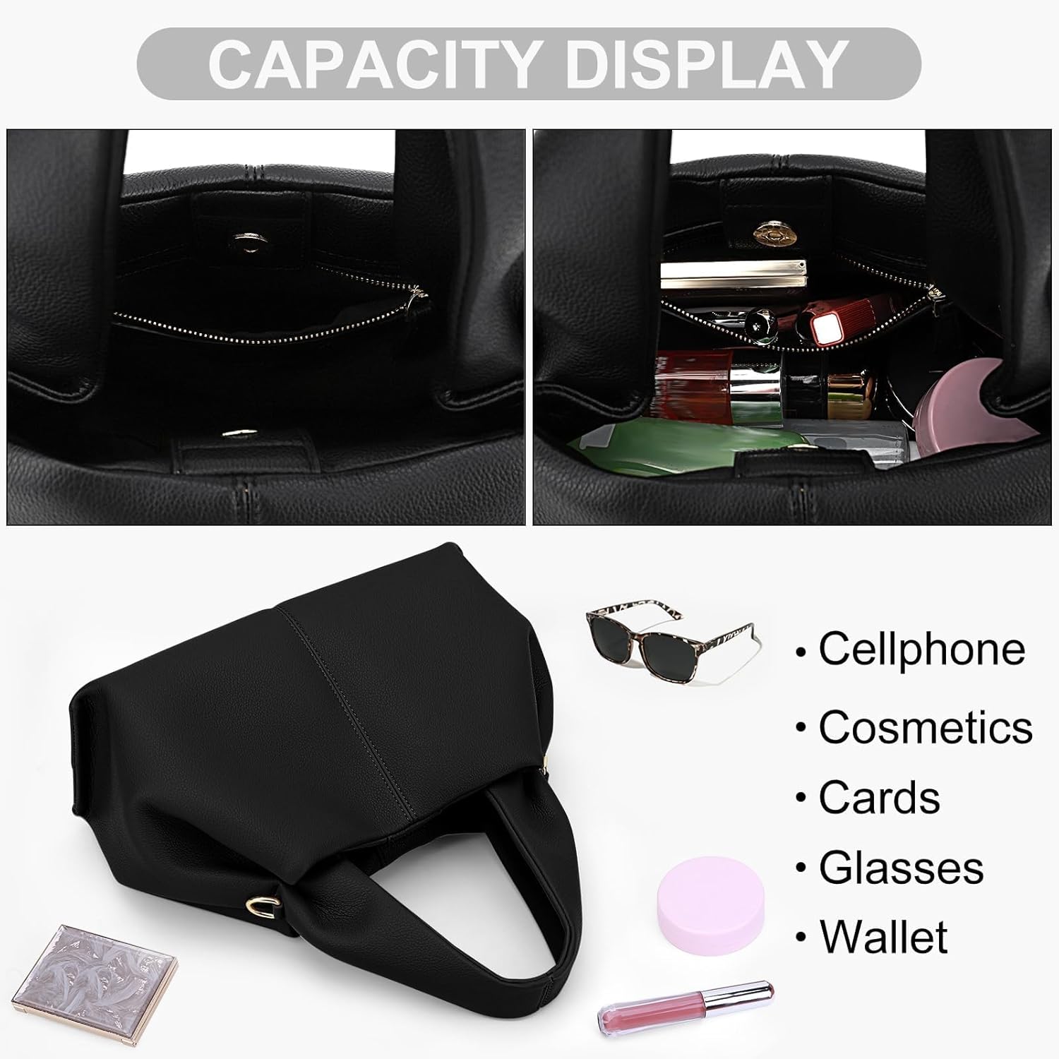 VOSTEVAS Crossbody Bag for Women Leather Tote Shoulder Bag Vintage Hobo Purse Cloud Pouch Bag With Removable Strap - Image 4