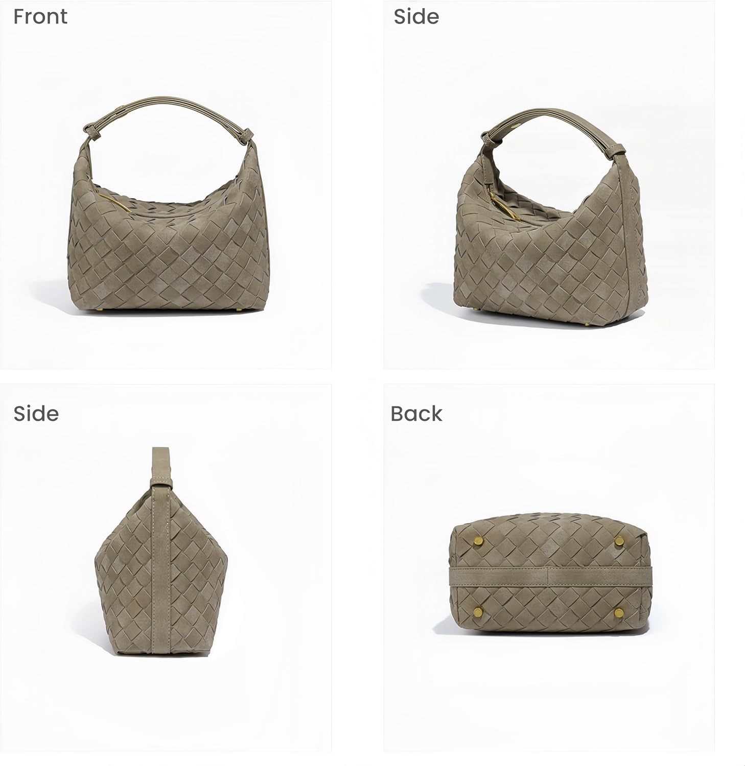 Luxurious Suede Hobo Bag - Women's Woven Leather Shoulder Bag with Spacious Interior - Image 2