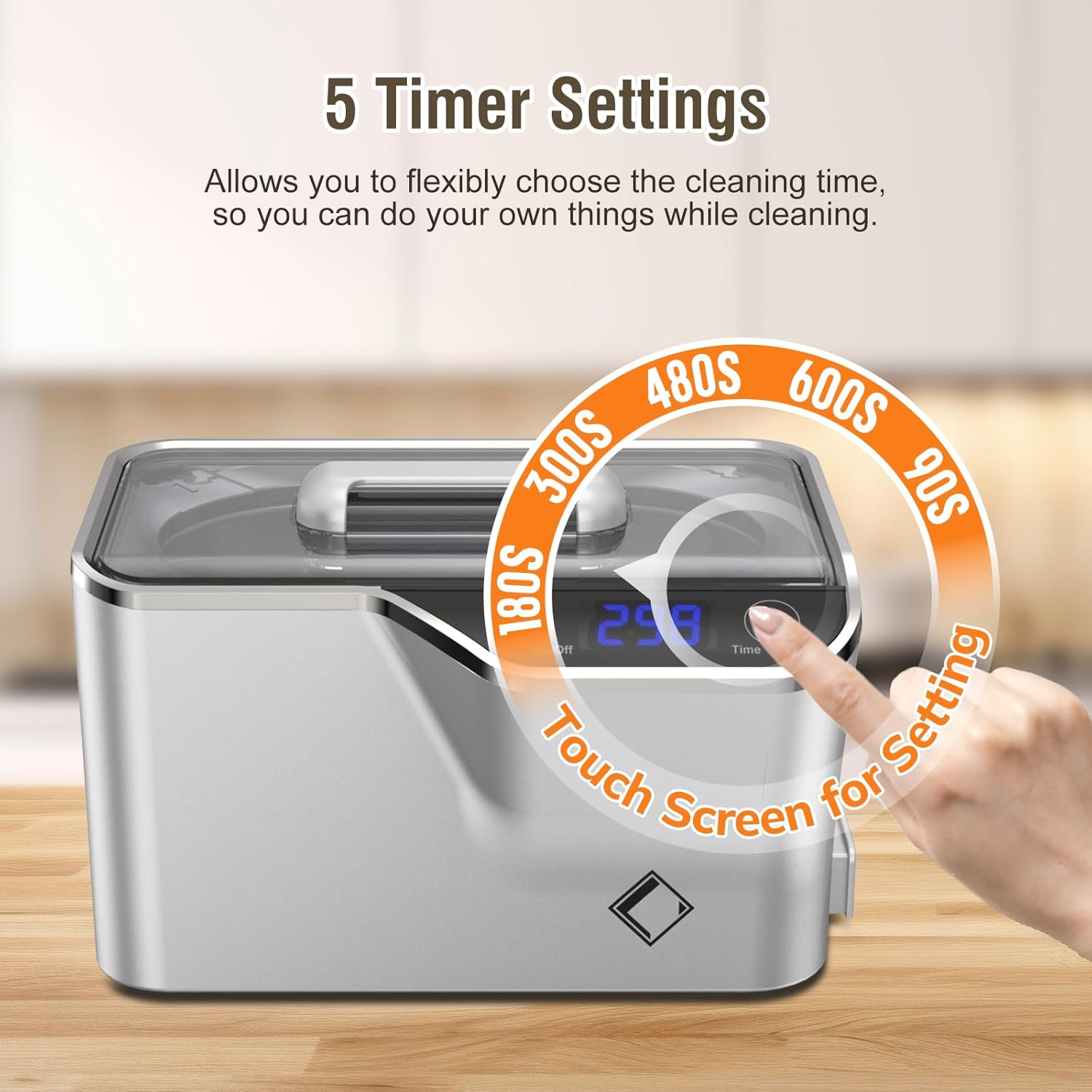 LifeBasis Ultrasonic Cleaner, Professional Ultrasonic Jewelry Cleaner 20 Ounces (600ML) with Digital Timer, Watch Holder Ultrasonic Glasses Cleaner for Rings, Coins, Watches, Silver - Image 3