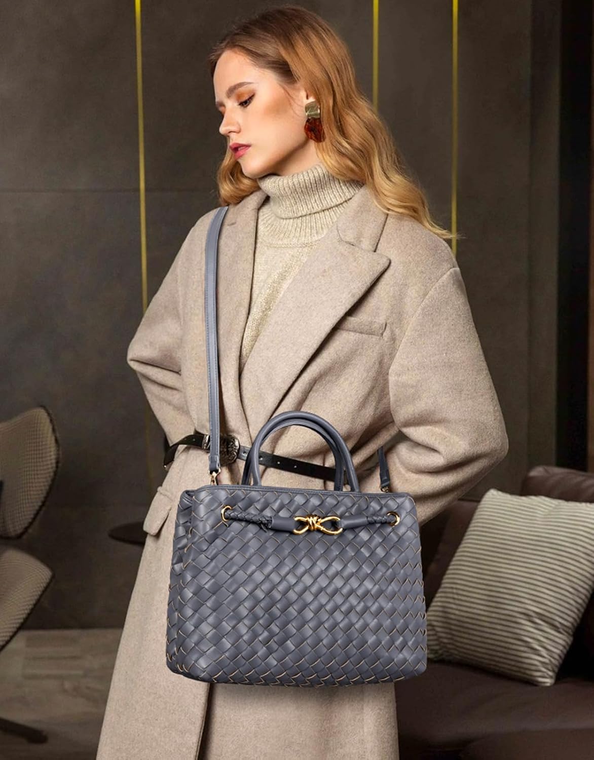 Woven Bag for Women, Small Tote Bag Hobo Bag Crossbody Bags PU Leather Handmade Woven Purses Gift For Women - Image 2