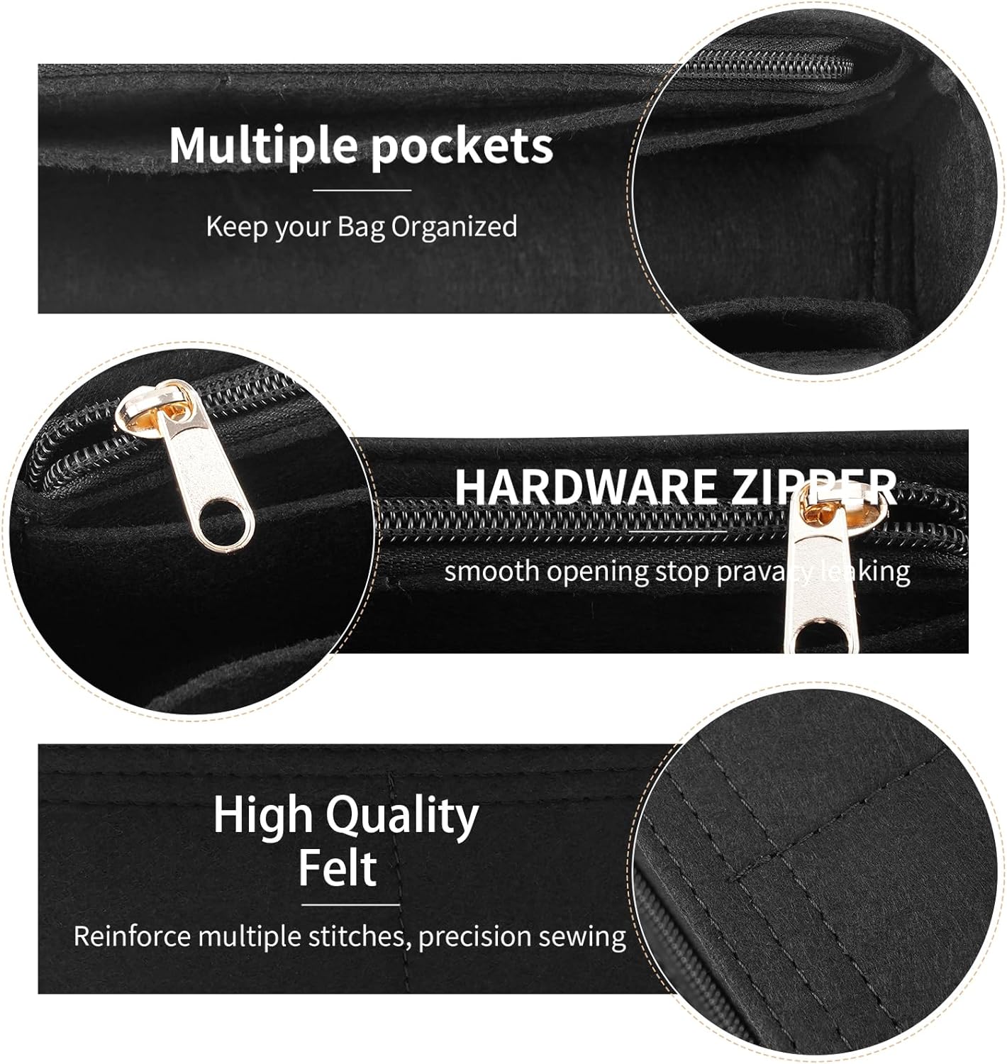 LOUKAYCCI Purse Organizer Insert for CHANEL 19 Flap Bag Organizer Insert Handbag (Black, Small) - Image 5