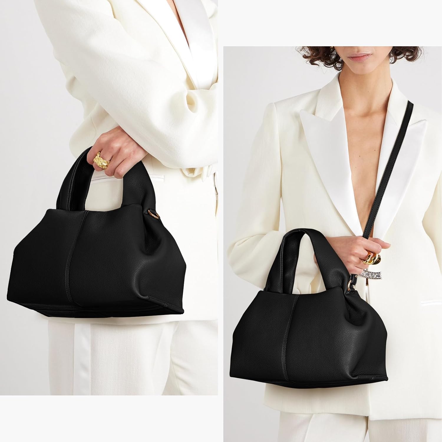 VOSTEVAS Crossbody Bag for Women Leather Tote Shoulder Bag Vintage Hobo Purse Cloud Pouch Bag With Removable Strap - Image 2