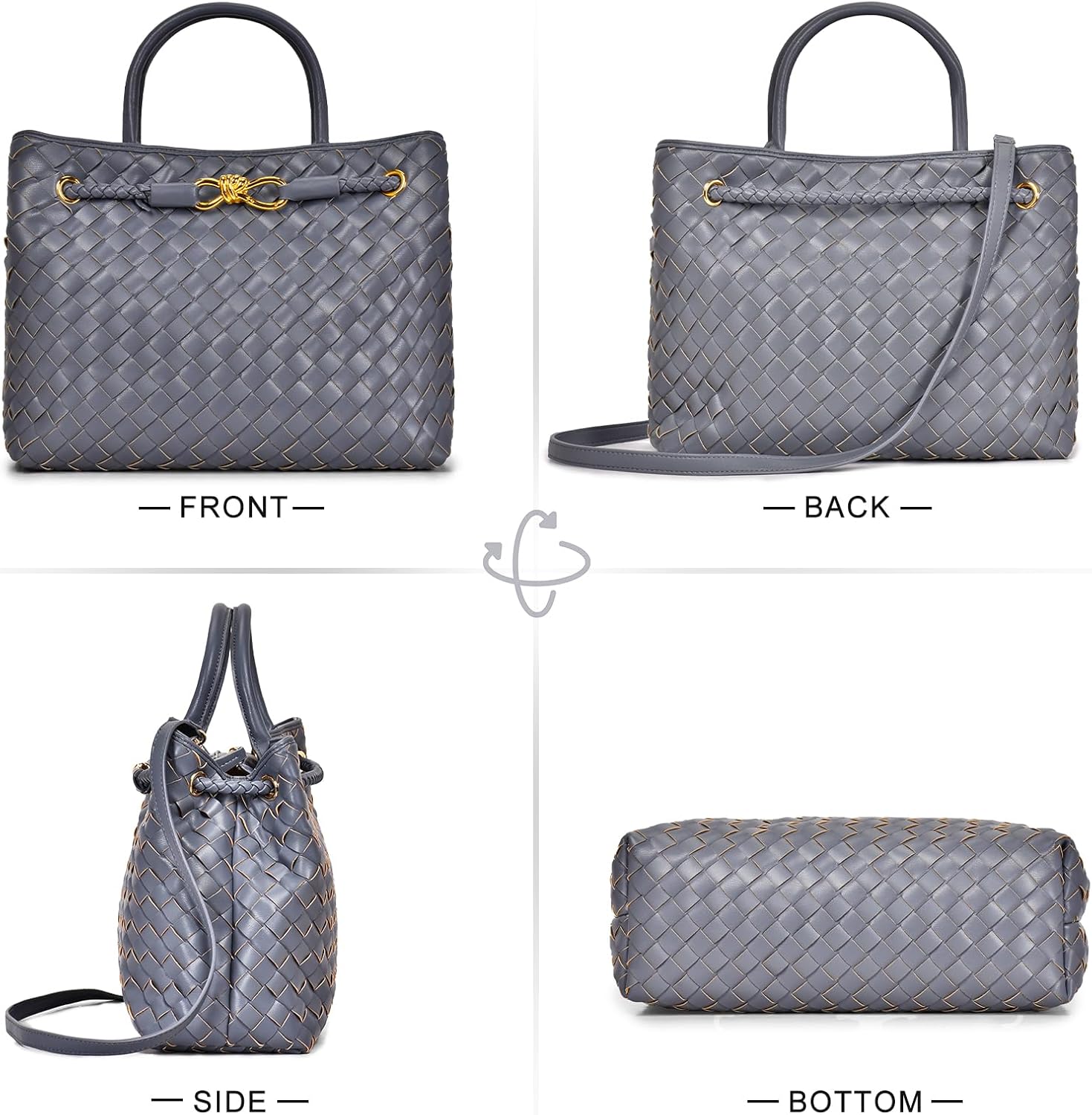 Woven Bag for Women, Small Tote Bag Hobo Bag Crossbody Bags PU Leather Handmade Woven Purses Gift For Women - Image 6