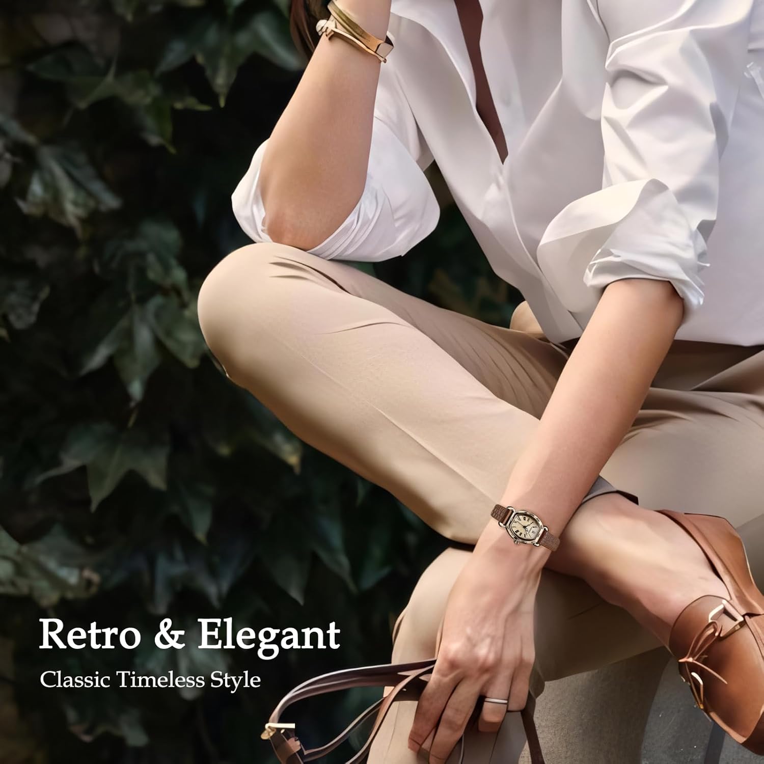 Womens Watch Dainty Elegant Lychee Leather Band Ladies Watch Gift for Anniversary Birthday Timelexss Retro Quartz Analog Wrist Watch for Women Montre Femme Cadeaux - Image 3