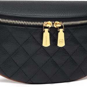 Fanny Pack Crossbody Chest Pack, Myhozee Women Quilted Waist Bag Waterproof Waist Purse for Sports Workout Traveling Black Fanny Pack Crossbody Chest Pack, Myhozee Women Quilted Waist Bag Waterproof Waist Purse for Sports Workout Traveling Black