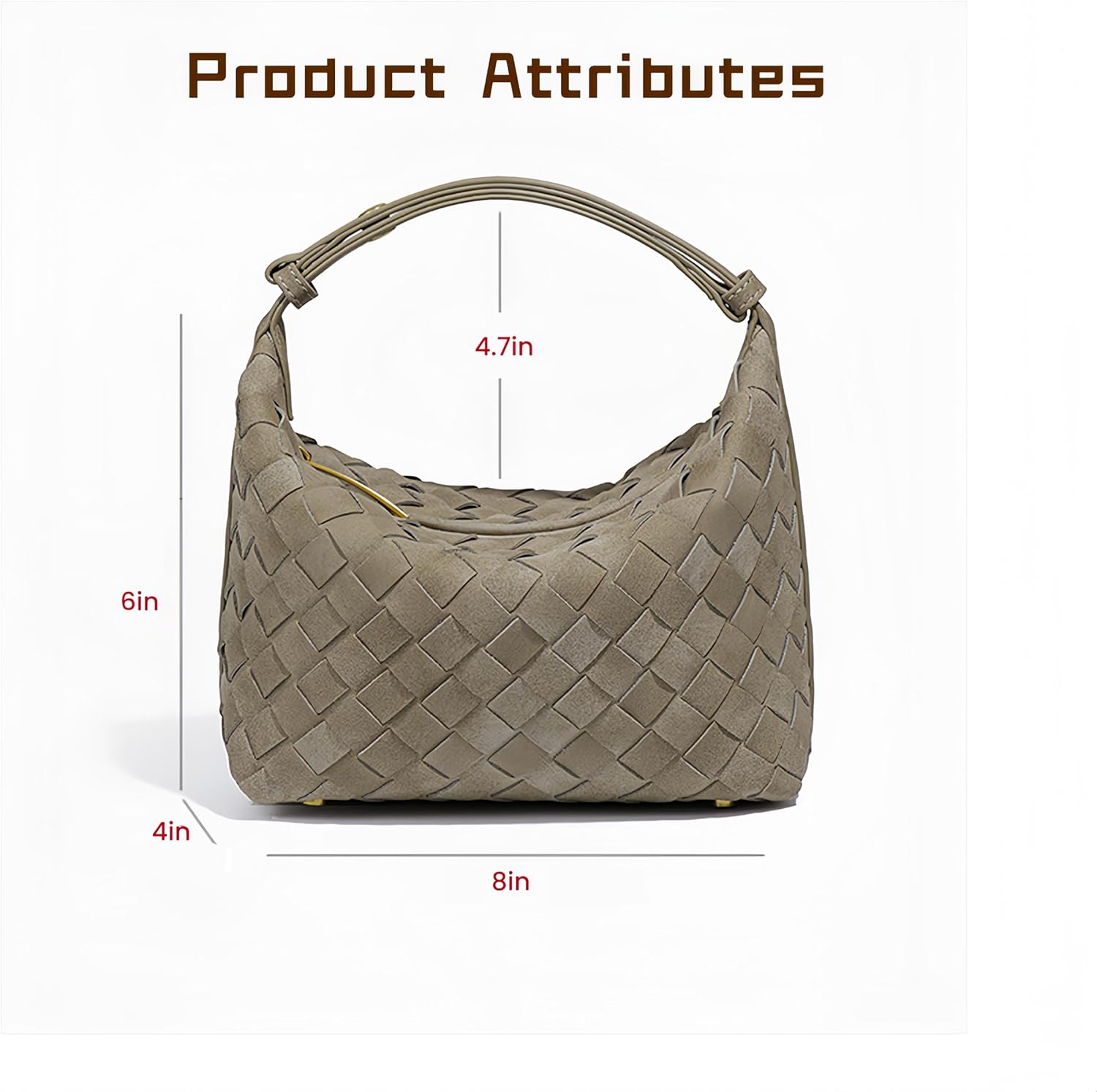 Luxurious Suede Hobo Bag - Women's Woven Leather Shoulder Bag with Spacious Interior - Image 4