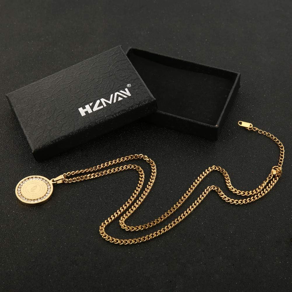 HZMAN Stainless Steel Bible Verse Prayer Necklace for Men Women Religious Christian Praying Hands Coin Medal Pendant Jewelry Gift - Image 6
