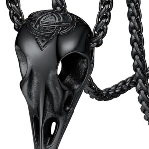 FaithHeart Norse Viking Raven Pendant Necklace for Male Female with Delicate Gift Packaging FaithHeart Norse Viking Raven Pendant Necklace for Male Female with Delicate Gift Packaging