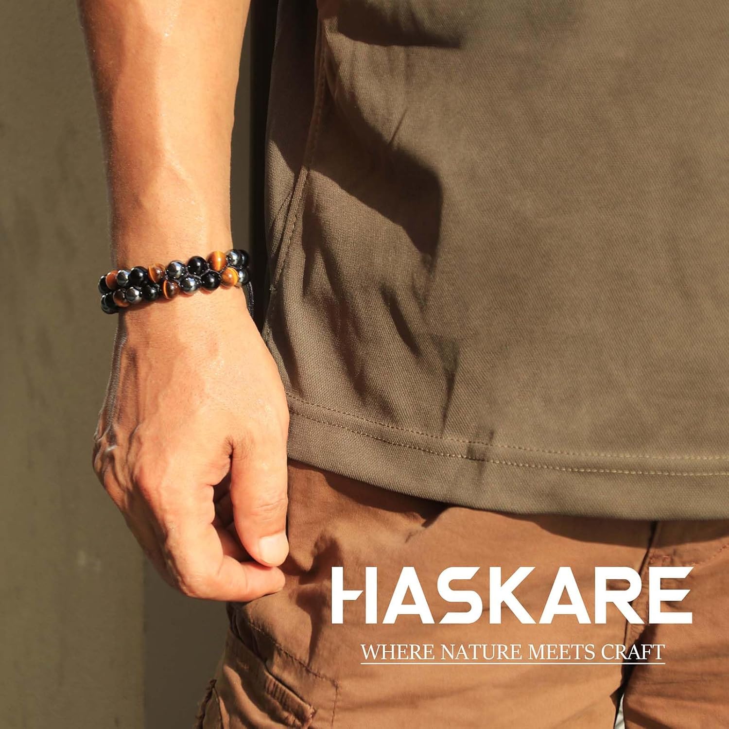 HASKARE Triple Protection Bracelet, Genuine Tigers Eye Black Obsidian and Hematite 8mm Beads Bracelet for Men Women, Crystal Jewelry Healing Bracelets Bring Luck and Prosperity and Happiness - Image 4
