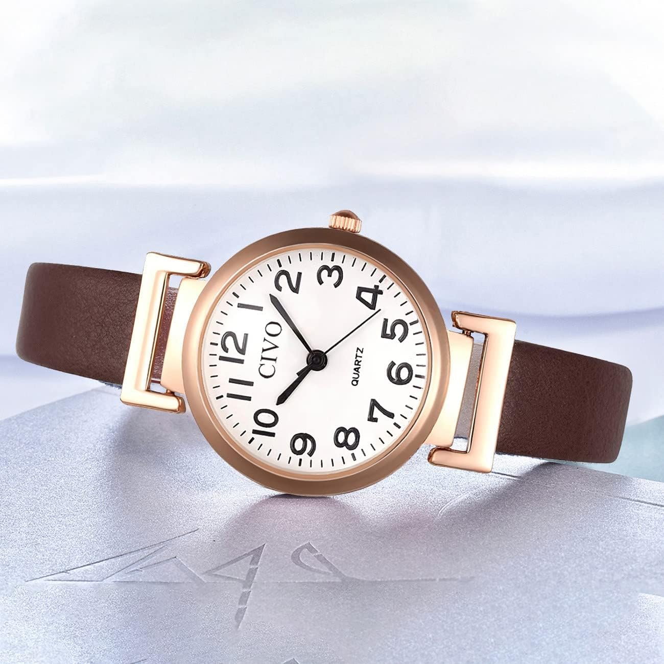 CIVO Womens Watch Small Waterproof Analog Quartz Leather Strap Wrist Watch Fashion Simple Elegant Ladies Dress Watches for Women - Image 2