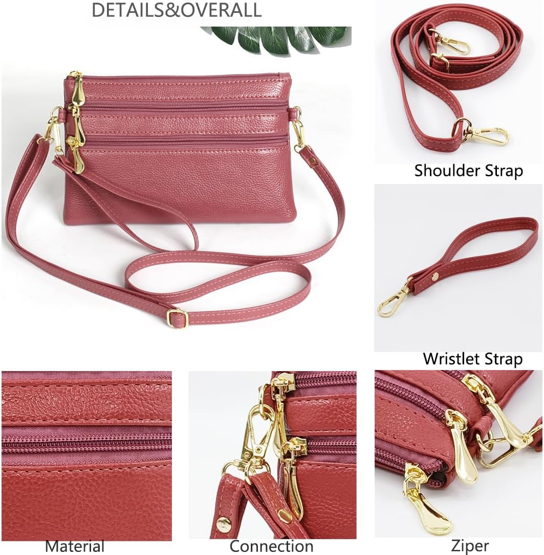 PORT&LOTUS Trip Zip Small Shoulder Bag Crossbody Wristlet Handbags for Women,Wrist and Shoulder Strap - Image 4