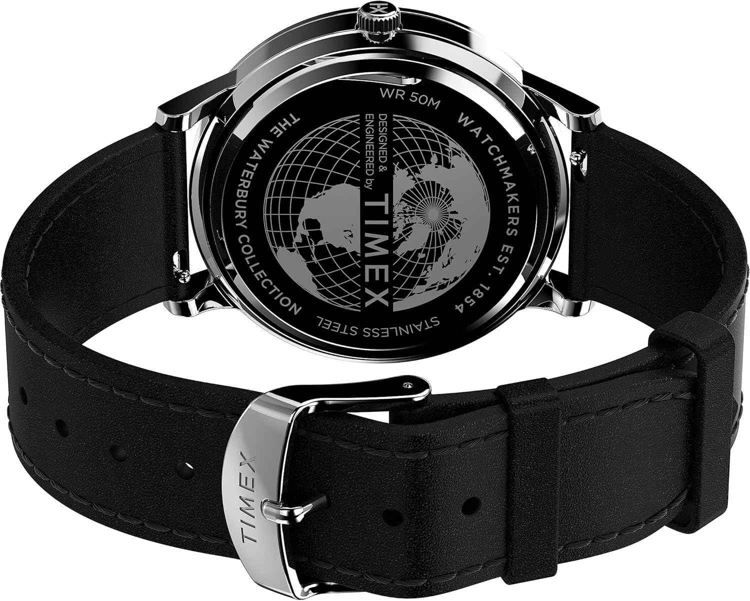 Timex Waterbury Classic 40mm Black Leather Strap Watch (Model: TW2W469009J) - Image 4