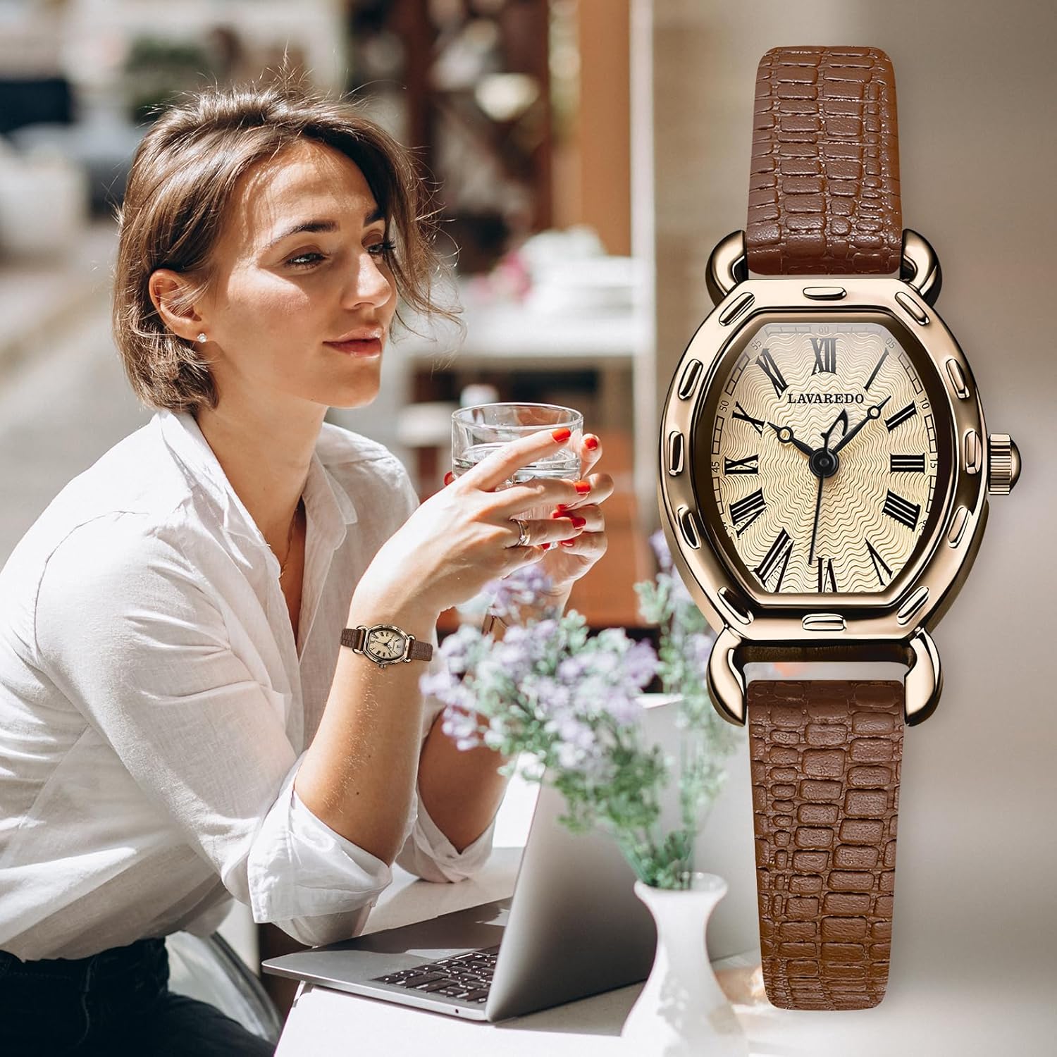 Womens Watch Dainty Elegant Lychee Leather Band Ladies Watch Gift for Anniversary Birthday Timelexss Retro Quartz Analog Wrist Watch for Women Montre Femme Cadeaux - Image 7
