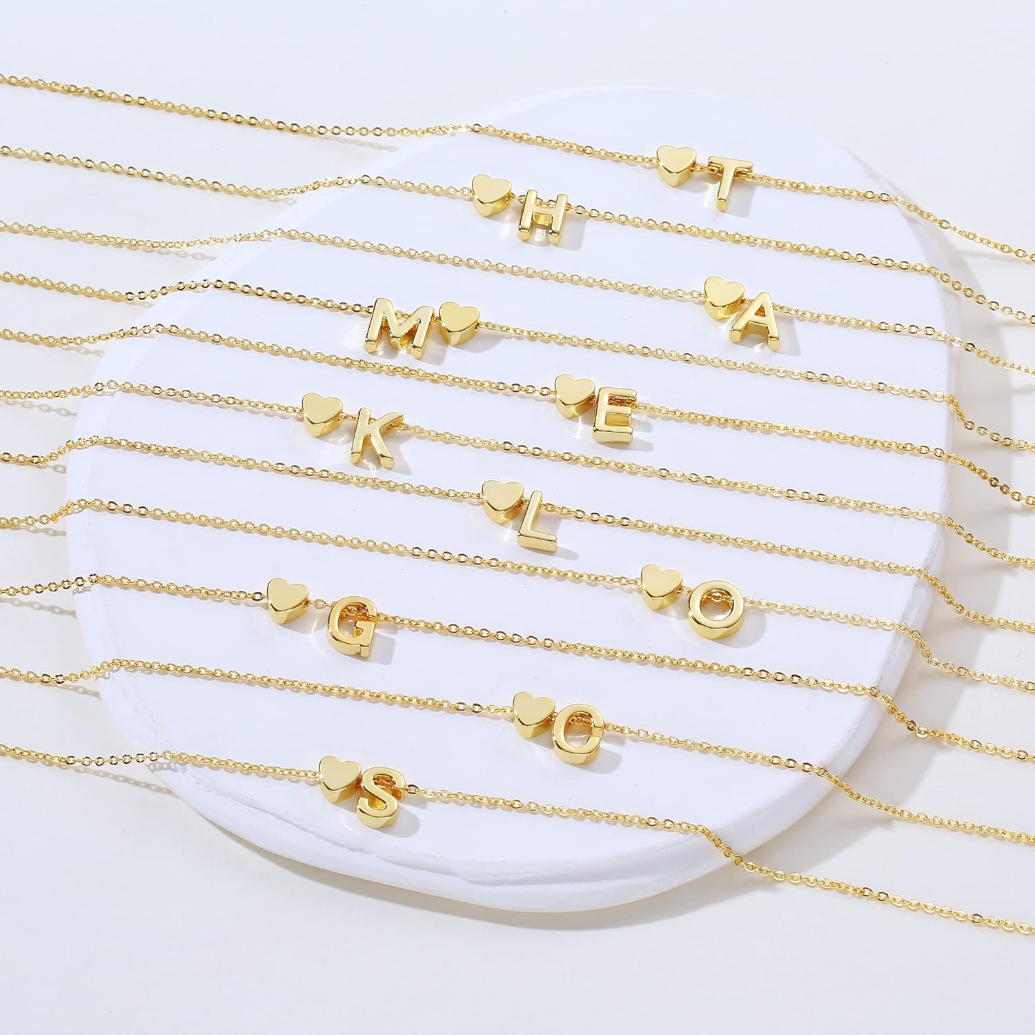 JECOMY Dainty Initial Necklaces for Women 14K Gold Plated Heart Letter Necklace Personalized Initial Heart Pendant Necklace Tiny Letter Name Necklaces Christmas Gift for Girls - Image 7