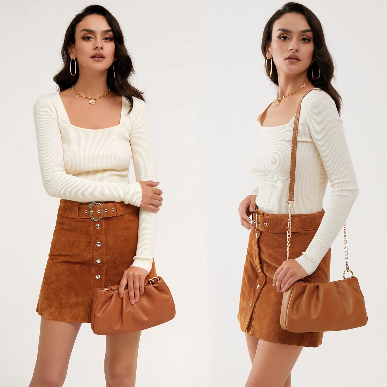 Cloud Pouch Bag Women Shoulder Handbag Soft Vegan Leather Vintage Hobo Chain Cross body Bag - Image 8