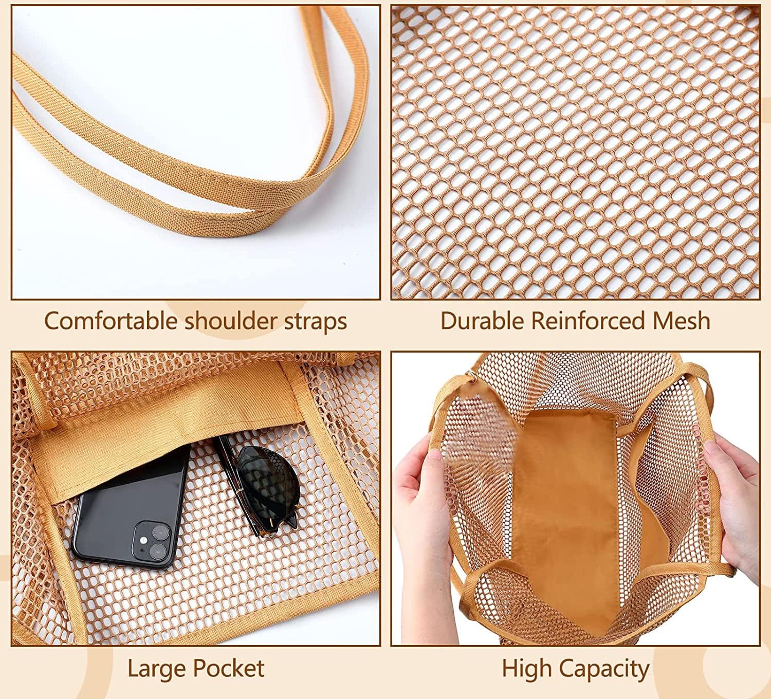 Mesh Beach Bag for Women Tote Bag beach tote bag Toys Storage Bag Large Shoulder Bag for Travel Gym Swimming - Image 6
