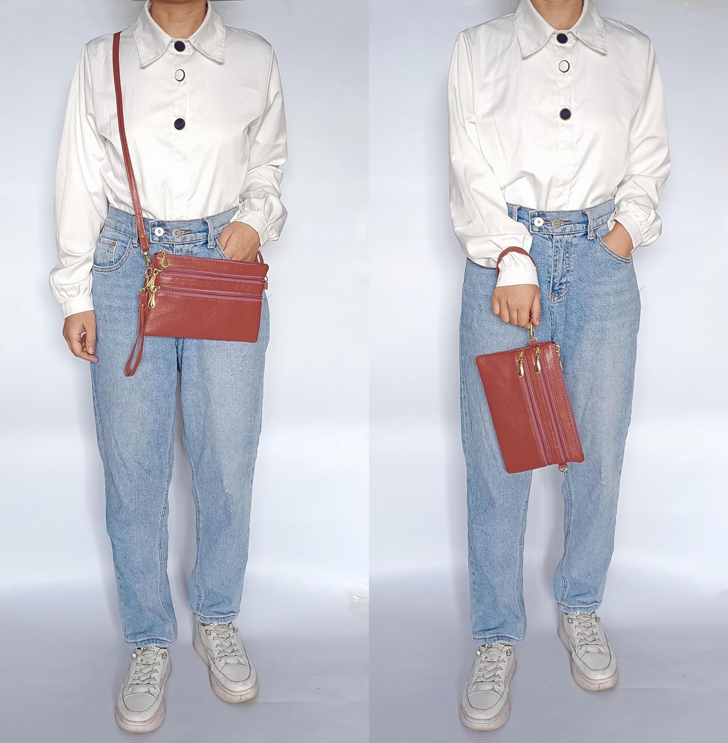 PORT&LOTUS Trip Zip Small Shoulder Bag Crossbody Wristlet Handbags for Women,Wrist and Shoulder Strap - Image 3