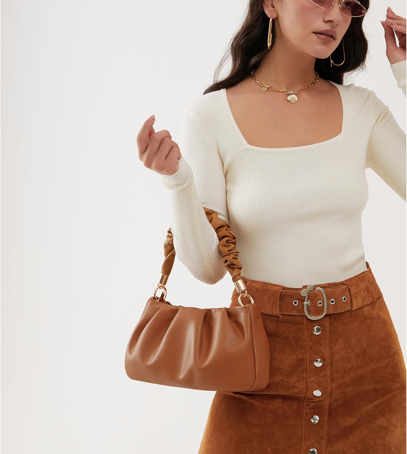 Cloud Pouch Bag Women Shoulder Handbag Soft Vegan Leather Vintage Hobo Chain Cross body Bag - Image 7