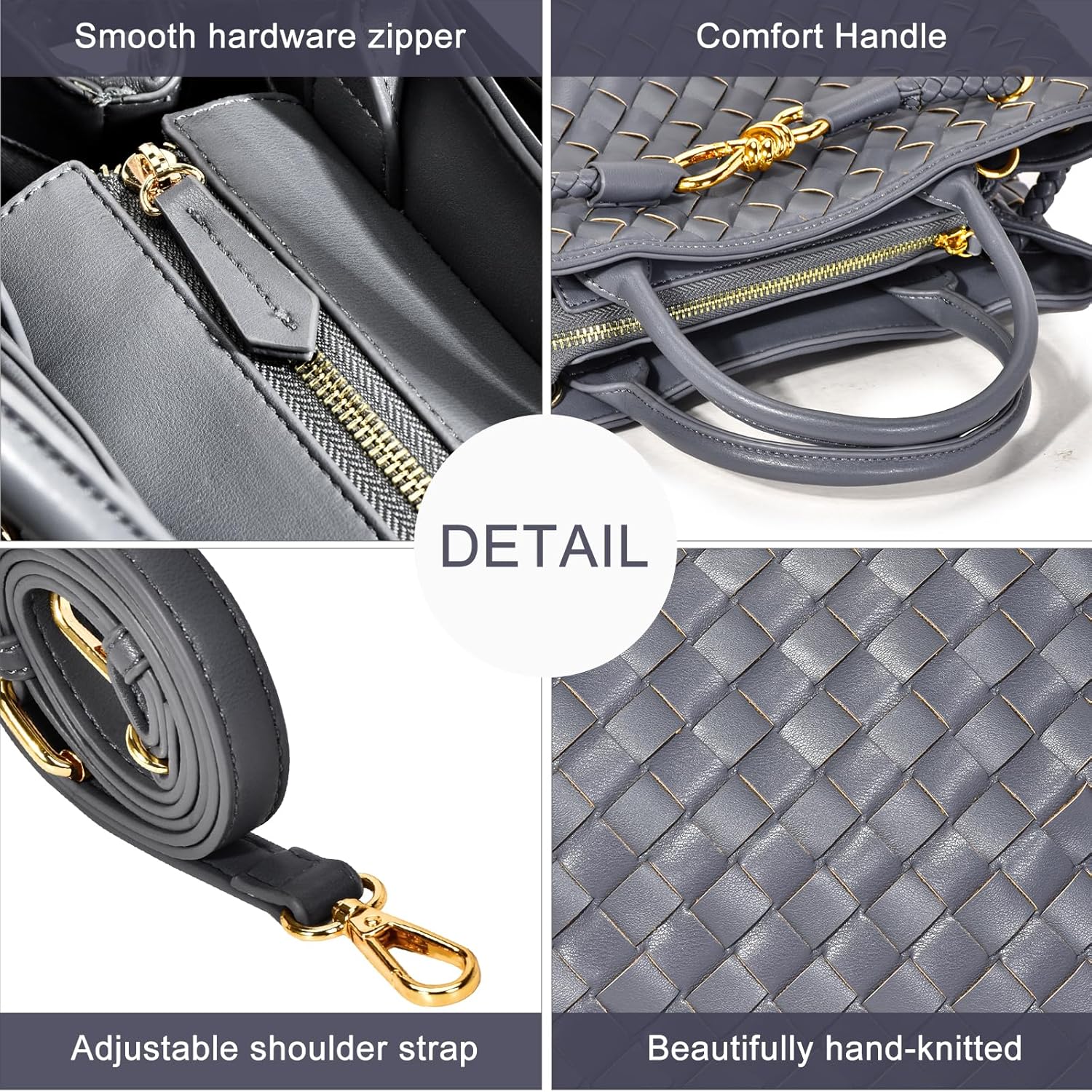 Woven Bag for Women, Small Tote Bag Hobo Bag Crossbody Bags PU Leather Handmade Woven Purses Gift For Women - Image 4