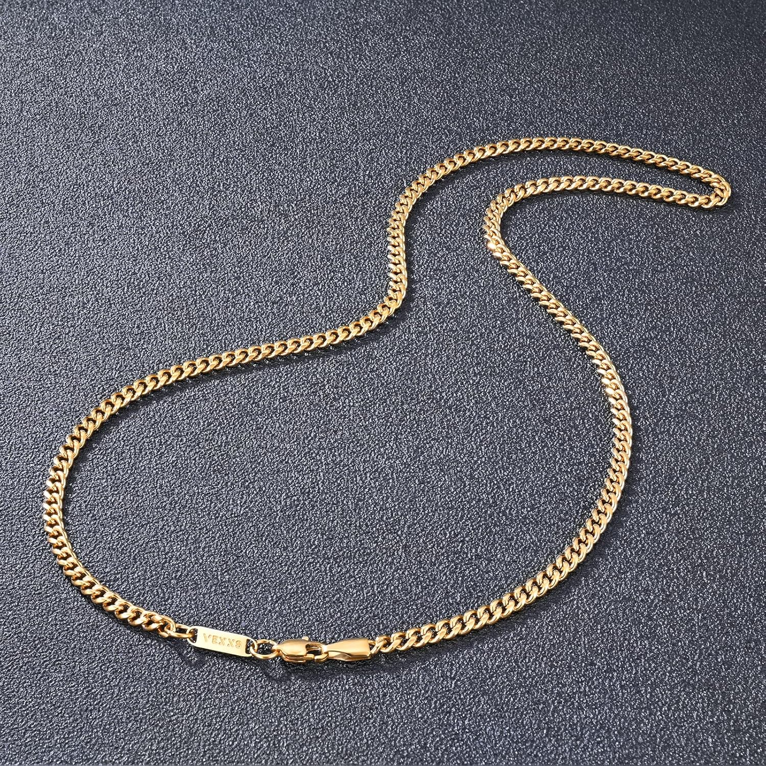 VEXXS Men's Gold Chain, 18K Real Gold Plated Miami Cuban Link Chain, Durable No Color Fading 3mm 4mm 6mm Men’s Necklace Chain Urban Fashion Street Wear - Image 5
