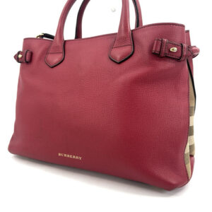 BURBERRY Shoulder Bag Leather Red Auth yk16699
