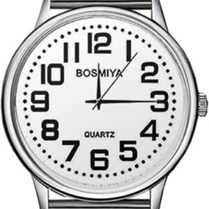 JewelryWe Women’s Easy Reader Analog Watch Gold Silver Plated Elastic Band Wristwatch for Valentines Day