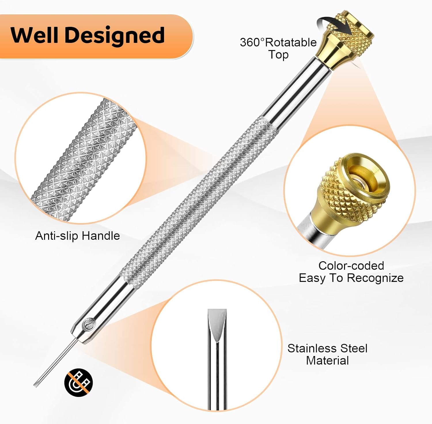 JOREST Watch Screwdriver Set, Small Screwdriver Set for Watch Glasses Jewelry Repair, Mini Screwdrivers Flathead Phillips Hex, Watch Tool for Watch Battery Replacement & Watch Link Screw Removal - Image 4