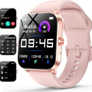 Smart Watch for Men Women, 1.85″ HD Touch Screen with Bluetooth Calling, 120+ Sports Modes, Heart Rate/Sleep/SpO2 Monitor, IP68 Waterproof, Compatible with iOS/Android (Pink) Smart Watch for Men Women, 1.85″ HD Touch Screen with Bluetooth Calling, 120+ Sports Modes, Heart Rate/Sleep/SpO2 Monitor, IP68 Waterproof, Compatible with iOS/Android (Pink)