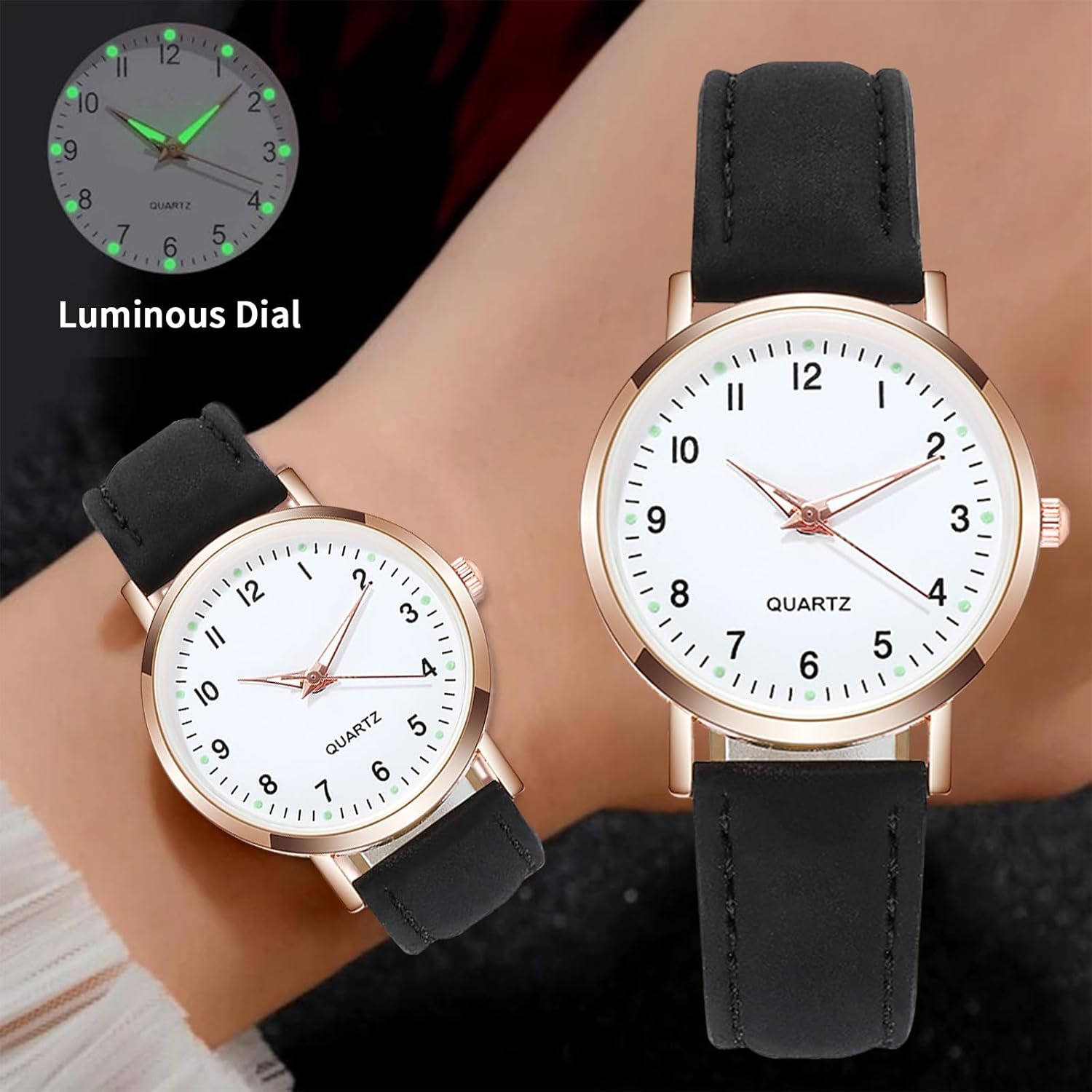 Nayubo Simple Quartz Analog Luminous Watch for Men Women Minimalist Casual Fashion Thin Small Round Wrist Watch with Easy Read Dial PU Leather Strap - Image 3