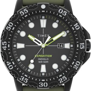Timex Expedition Gallatin Silicone Strap Watch (Model: TW4B254009J), Black/Green Timex Expedition Gallatin Silicone Strap Watch (Model: TW4B254009J), Black/Green