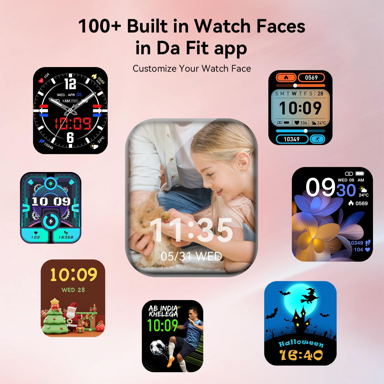 Smart Watch for Men Women, 1.85" HD Touch Screen with Bluetooth Calling, 120+ Sports Modes, Heart Rate/Sleep/SpO2 Monitor, IP68 Waterproof, Compatible with iOS/Android (Pink) - Image 5