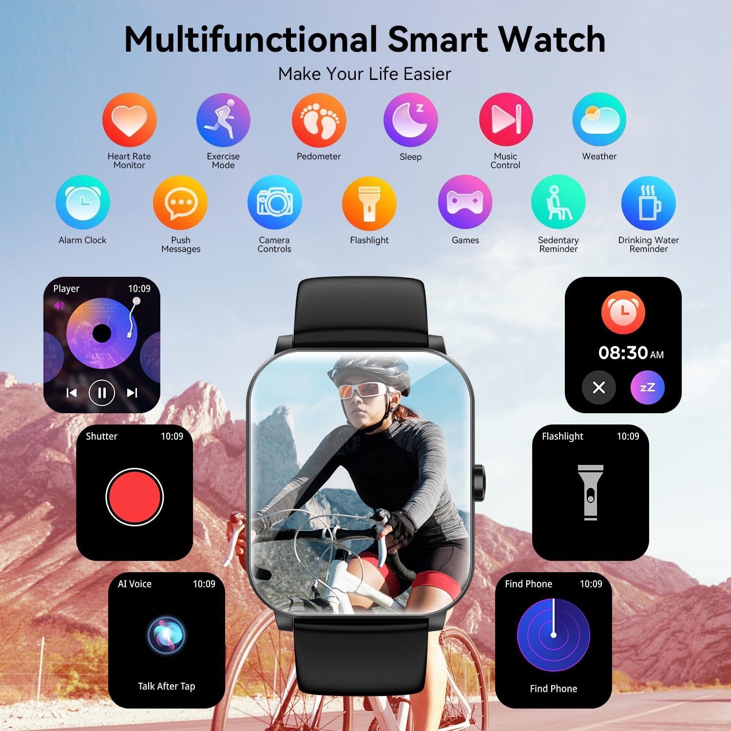 Smart Watch for Men Women, 1.85" HD Touch Screen with Bluetooth Calling, 120+ Sports Modes, Heart Rate/Sleep/SpO2 Monitor, IP68 Waterproof, Compatible with iOS/Android (Pink) - Image 6