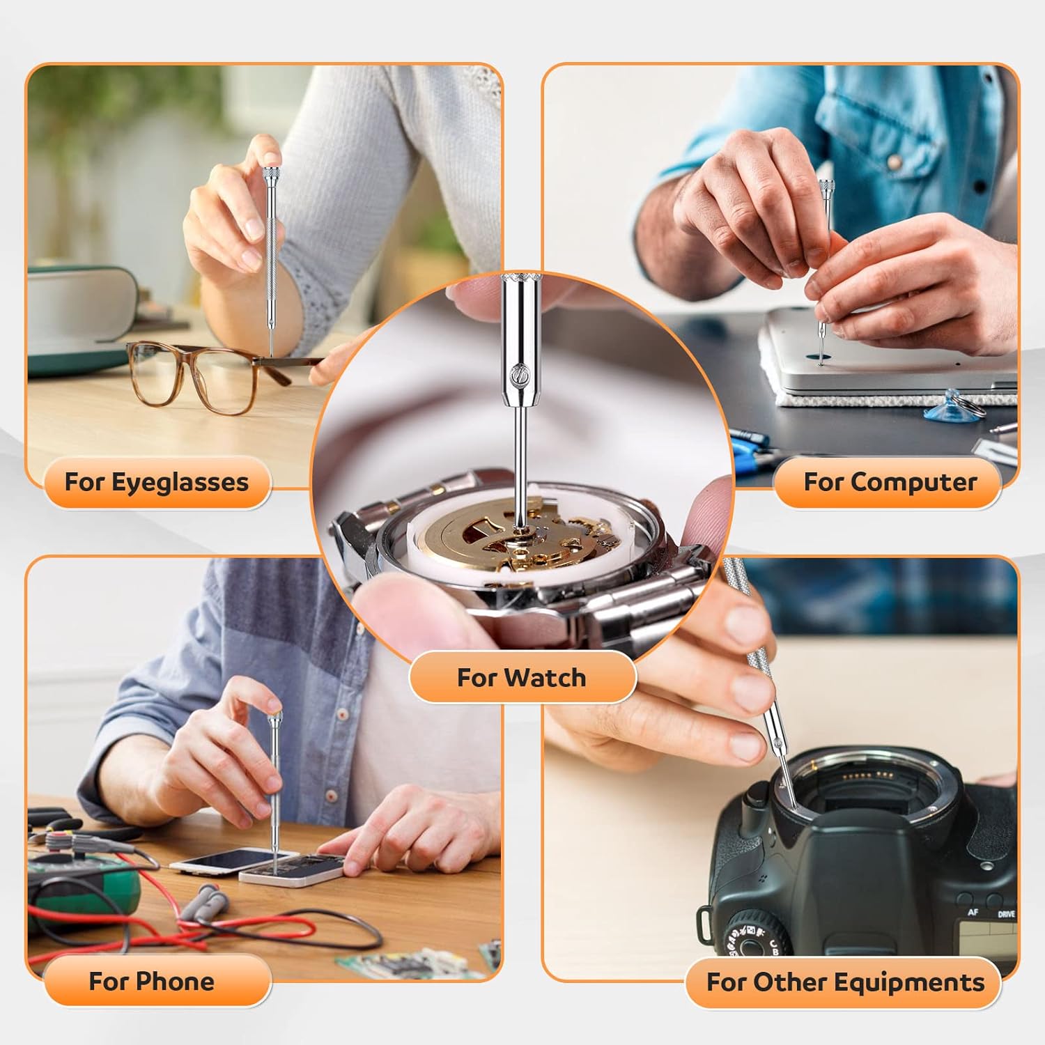 JOREST Watch Screwdriver Set, Small Screwdriver Set for Watch Glasses Jewelry Repair, Mini Screwdrivers Flathead Phillips Hex, Watch Tool for Watch Battery Replacement & Watch Link Screw Removal - Image 6