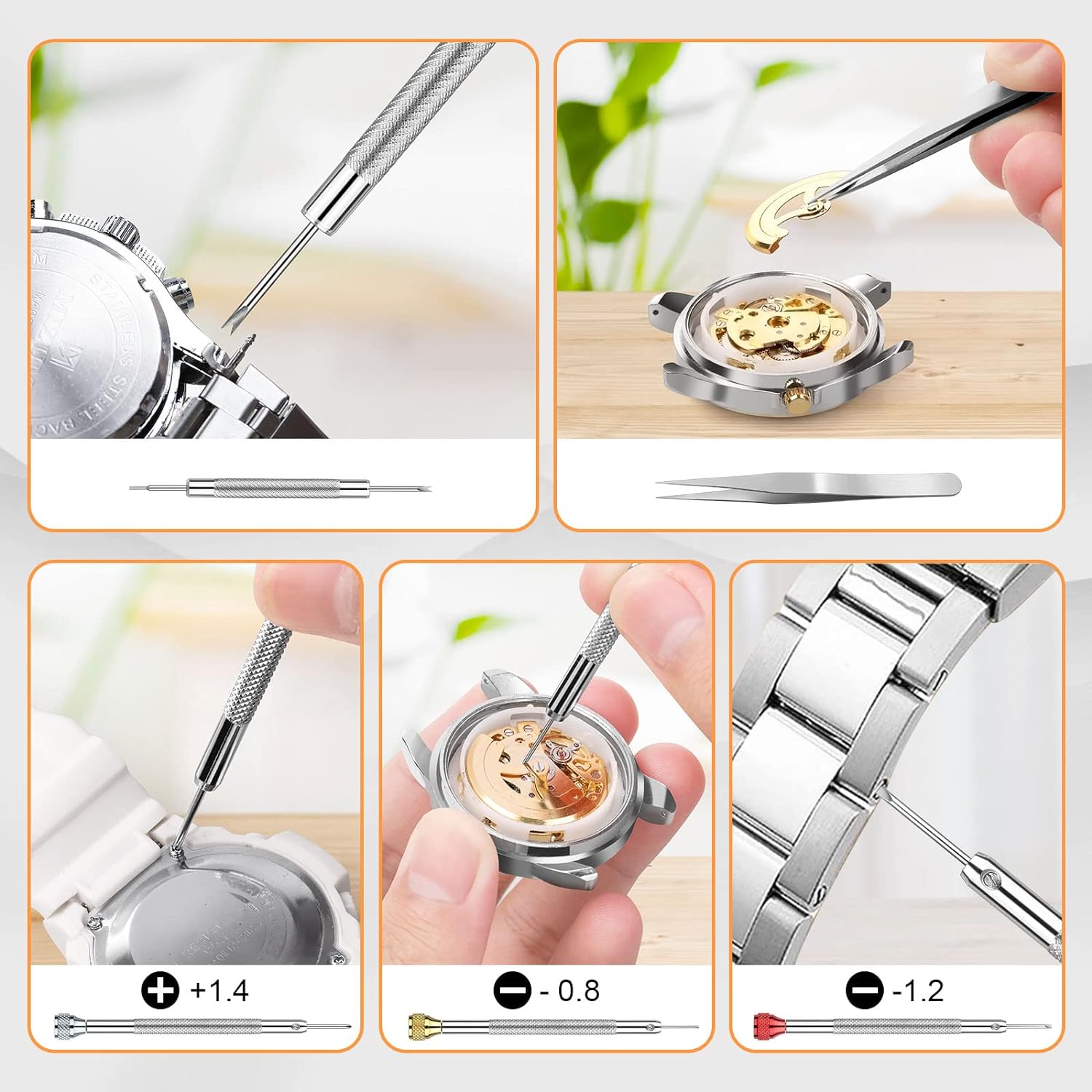 JOREST Watch Screwdriver Set, Small Screwdriver Set for Watch Glasses Jewelry Repair, Mini Screwdrivers Flathead Phillips Hex, Watch Tool for Watch Battery Replacement & Watch Link Screw Removal - Image 2