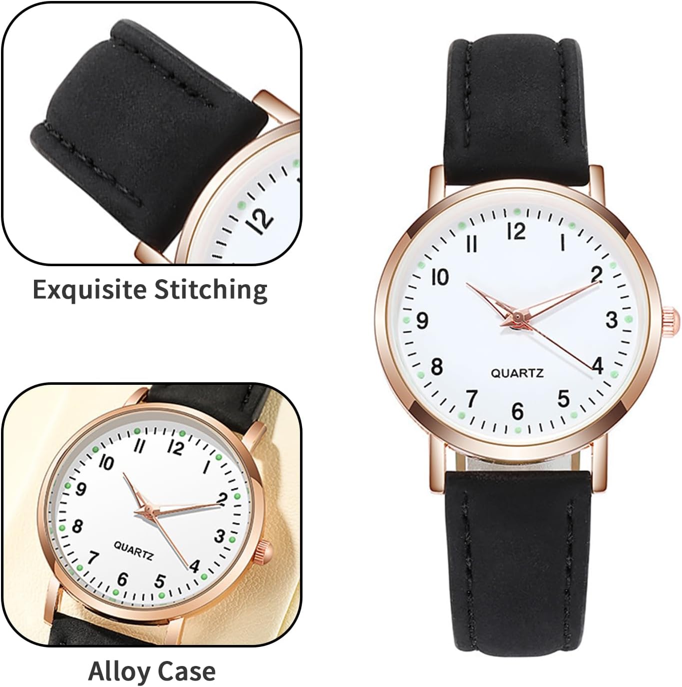 Nayubo Simple Quartz Analog Luminous Watch for Men Women Minimalist Casual Fashion Thin Small Round Wrist Watch with Easy Read Dial PU Leather Strap - Image 6