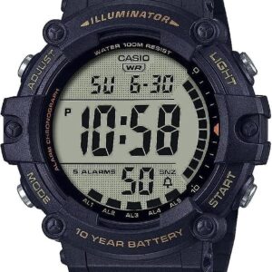 Casio Illuminator Extra Long Strap 10-Year Battery 100 M Water Resistant 5-Alarm w/Countdown Timer Men’s Digital Watch, Black, AE-1500WHX-1AVCF, Black, Sport Casio Illuminator Extra Long Strap 10-Year Battery 100 M Water Resistant 5-Alarm w/Countdown Timer Men’s Digital Watch, Black, AE-1500WHX-1AVCF, Black, Sport